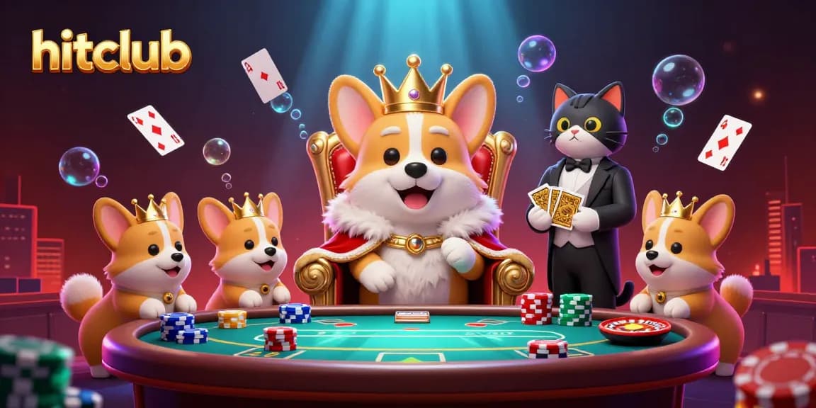 Experience the exciting world of hitclub with a royal corgi overseeing poker and roulette.