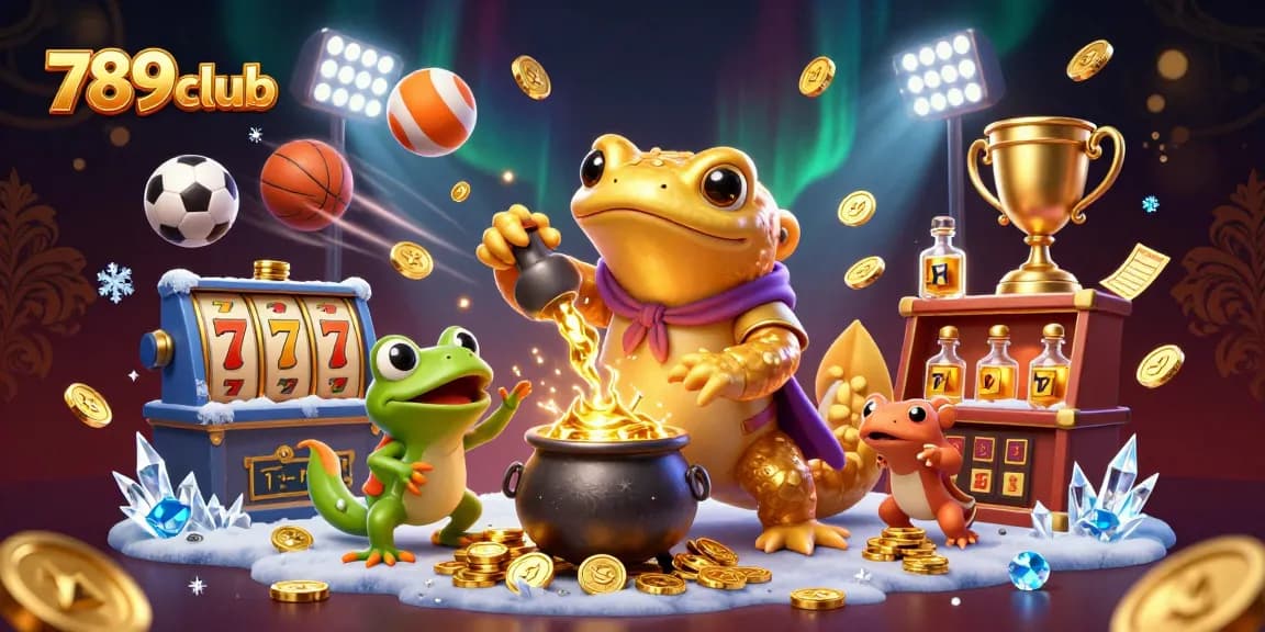 Experience winning with 789club's dynamic casino adventures as golden coins swirl in a magical scene.