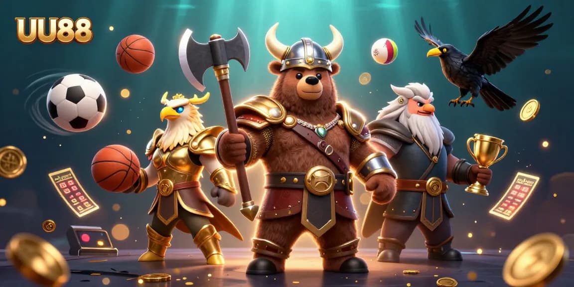UU88 players engaging in thrilling betting experiences with Viking-themed casino elements.