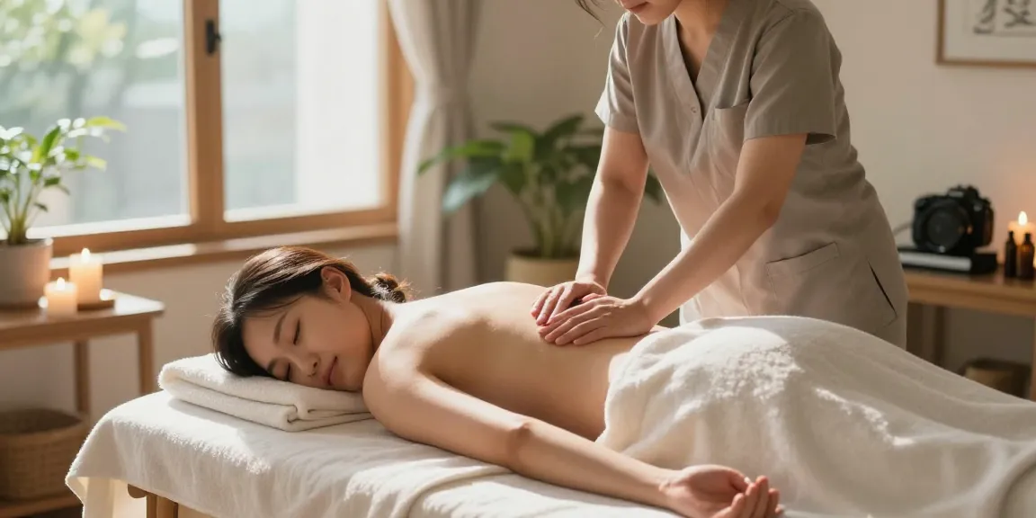 Experience a tranquil 부천출장마사지 in a serene home setting, showcasing relaxation and expert care.