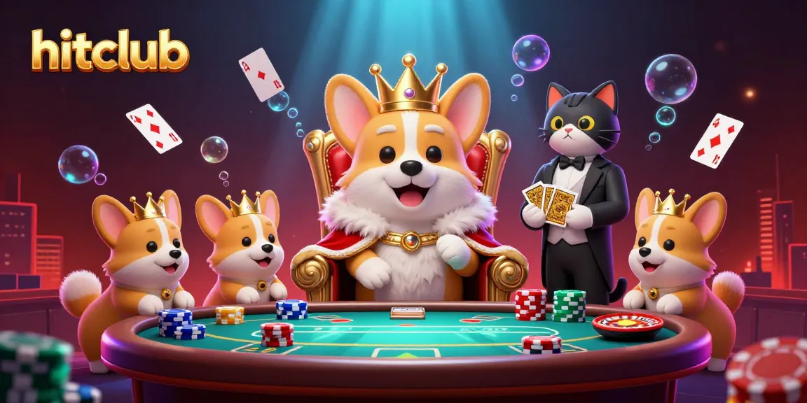 Experience the exciting world of hitclub with a royal corgi overseeing poker and roulette.