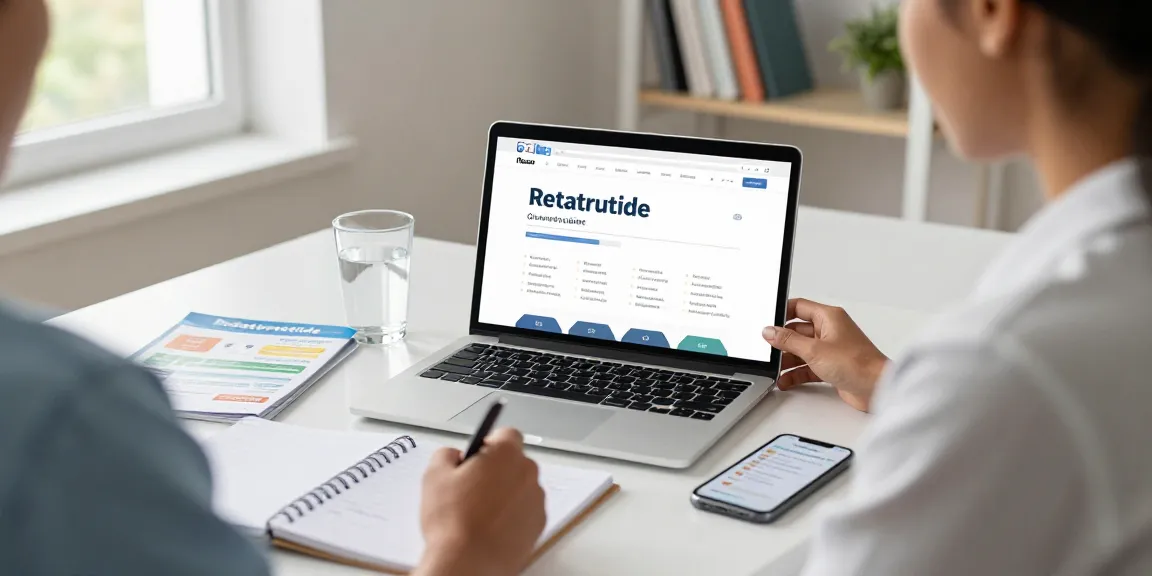 Confident individual considering to buy retatrutide online while browsing an online pharmacy site.