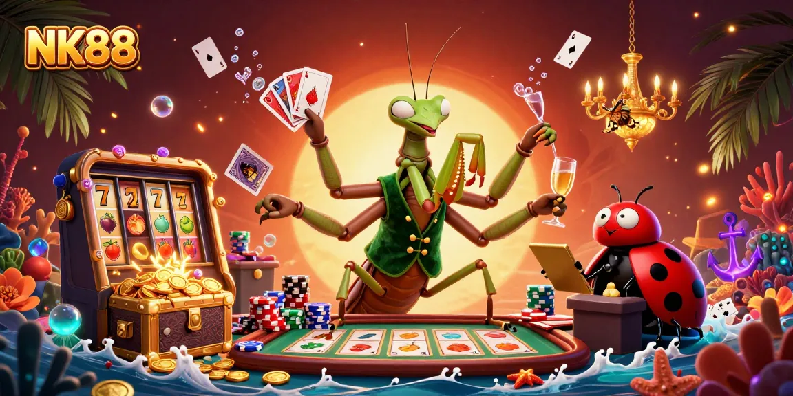 Experience the thrill of NK88's gaming adventure featuring a vibrant casino atmosphere with engaging characters.