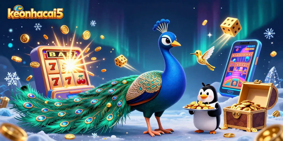 Engaging keonhacai5 illustration featuring vibrant casino elements and characters in a dynamic setup.