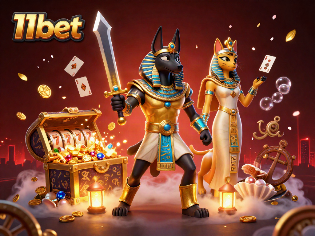Experience the excitement of 11bet in this vibrant, detailed 3D casino adventure illustration.