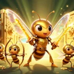 Engage with daftar sbobet through vibrant 3D cartoon action featuring a golden hornet and rich casino elements.
