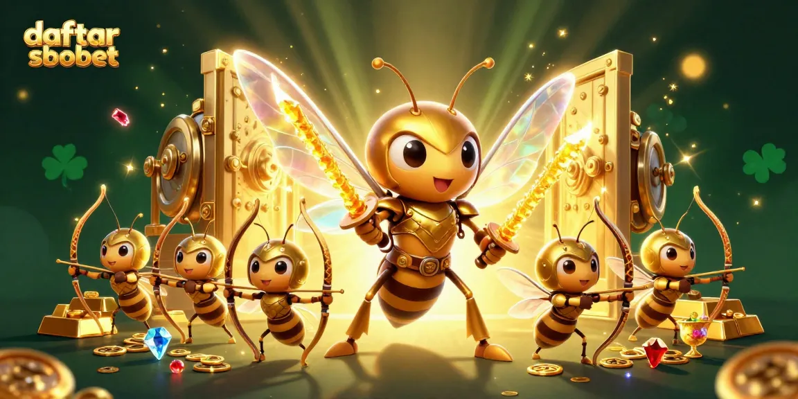 Engage with daftar sbobet through vibrant 3D cartoon action featuring a golden hornet and rich casino elements.