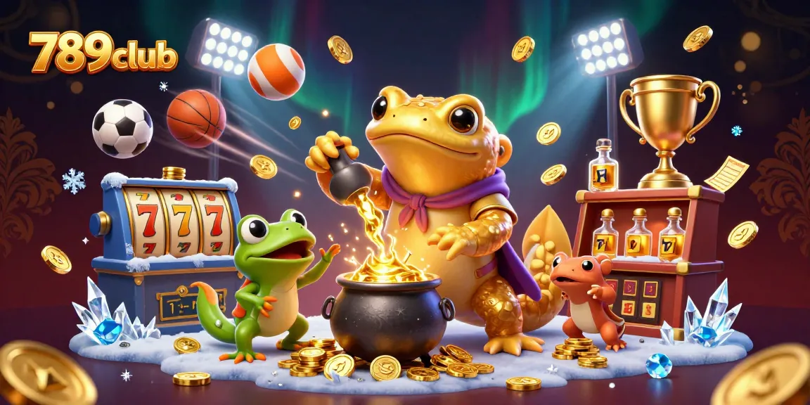 Experience winning with 789club's dynamic casino adventures as golden coins swirl in a magical scene.