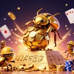 Experience the excitement of sun win with animated beetles and casino elements in a vibrant casino scene.